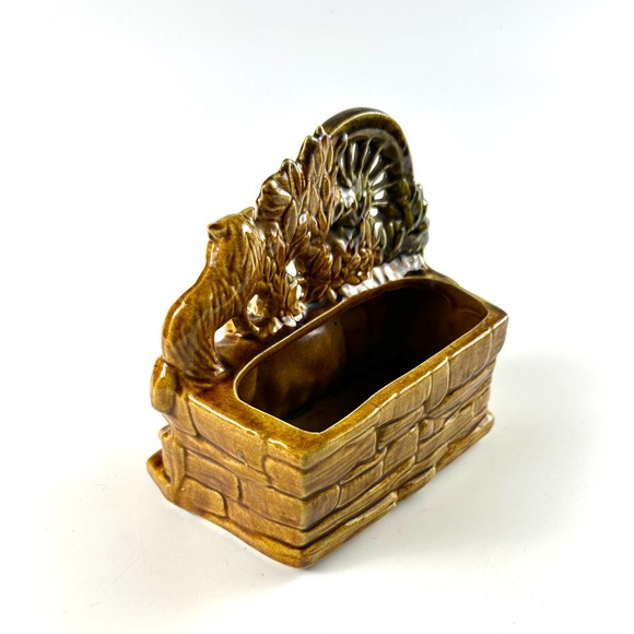 1950's McCoy Pottery Planter Dog And Cat At The Spinning Wheel 6.5" Tall - Picture 5 of 11